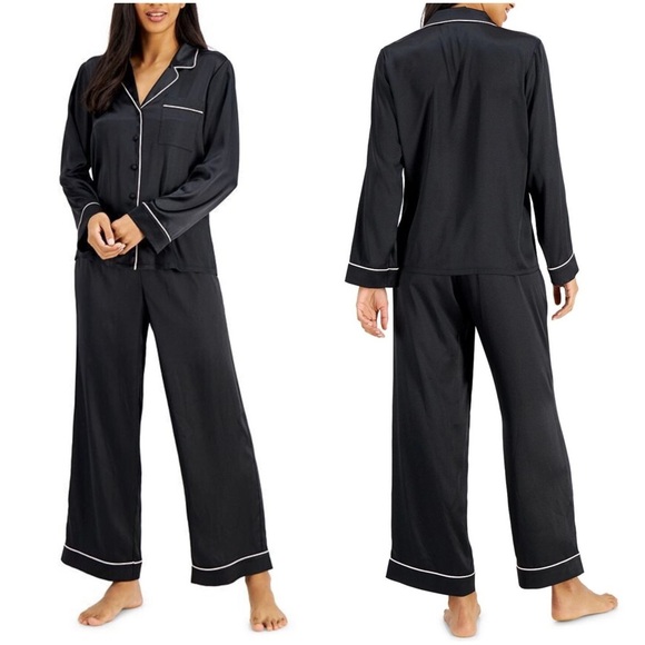 INC International Concepts Black Satin Silky 2-piece Pajama Set Sz XXL NWT - Picture 1 of 10